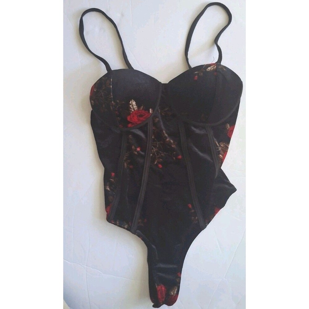 Willow Flower Velour Velvet Bodysuit  Size Medium Dark Romantic Whimsy Goth Vamp